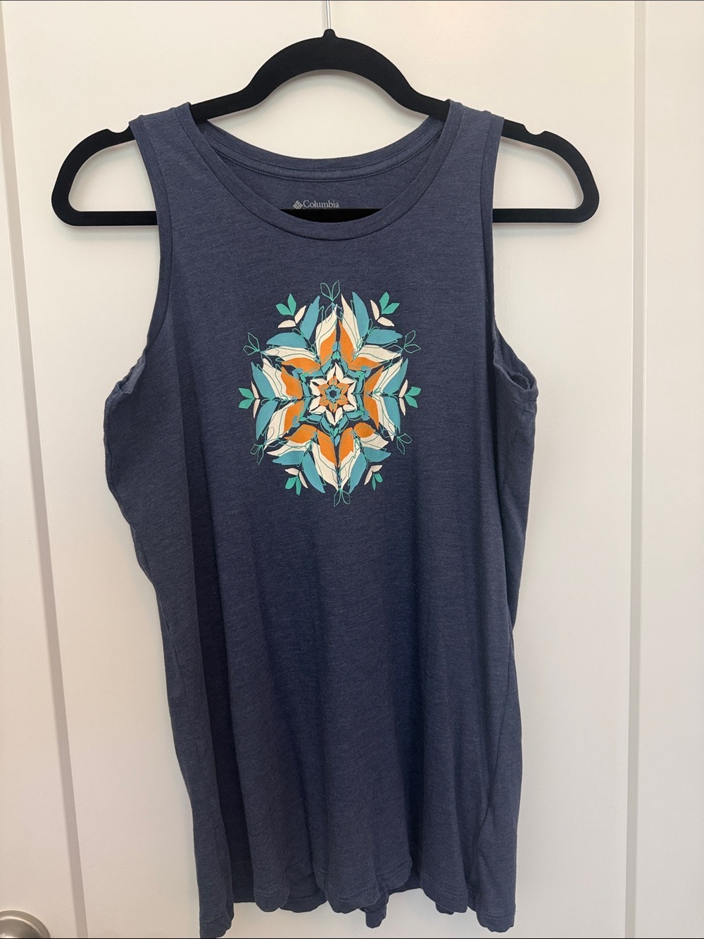 Columbia Women's Navy Tank with Teal & Orange Mandala